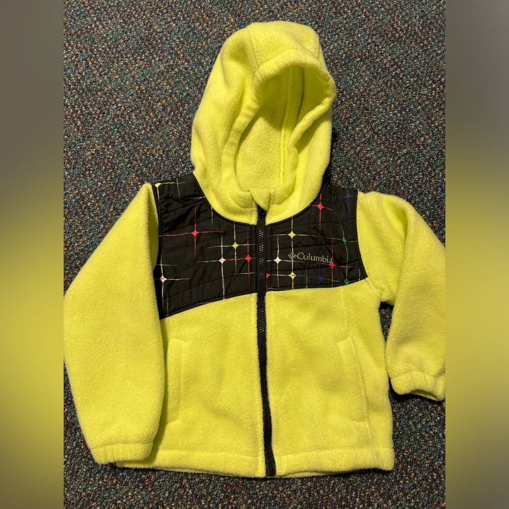 Columbia Hooded Fleece Jacket - Size 18 month - highlighter yellow